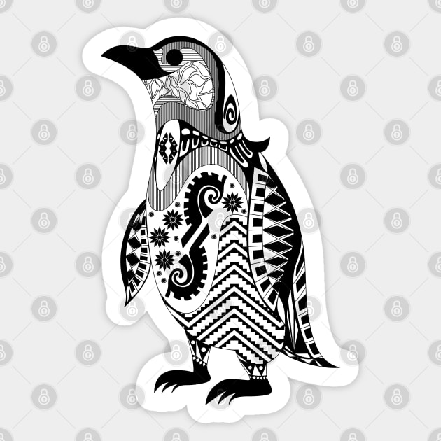 stylish penguin ecopop in mandala pattern Sticker by jorge_lebeau